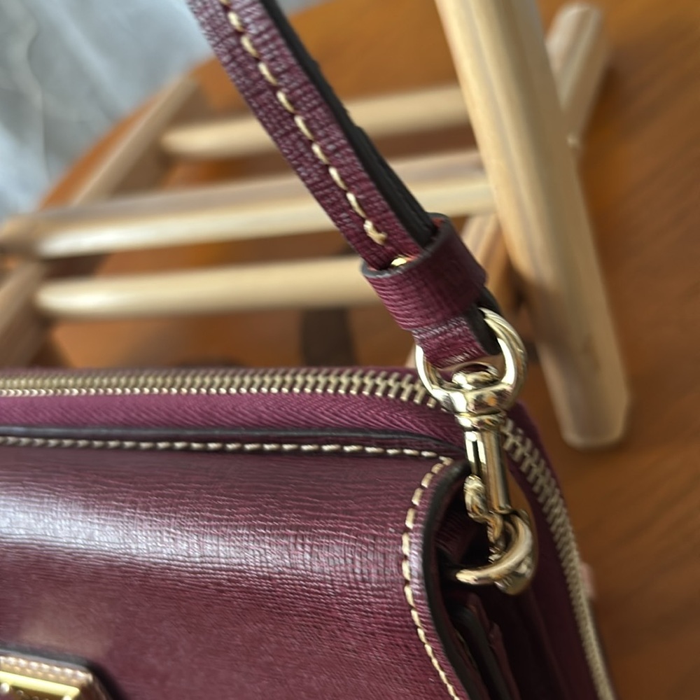 Dooney & Bourke Saffiano Burgundy Leather Crossbody - Picture 9 of 14